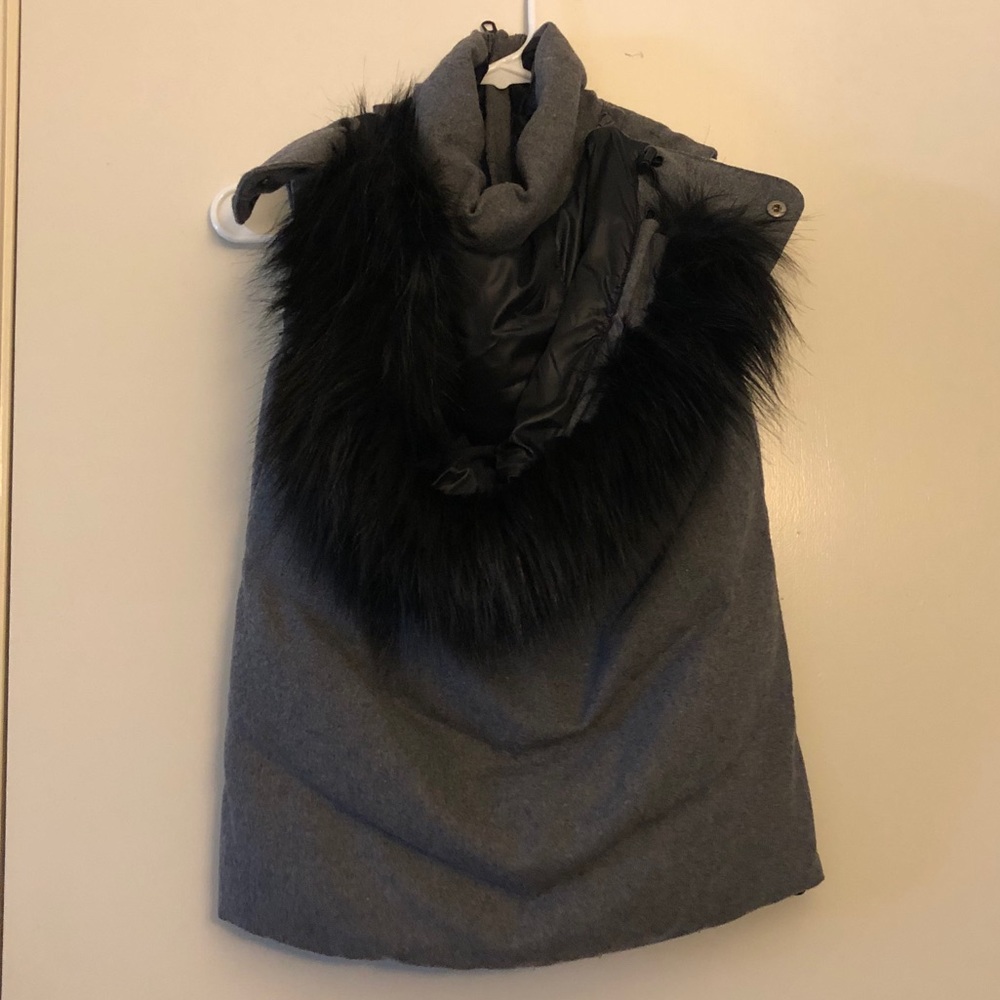 GAP Gray Faux Fur Vest